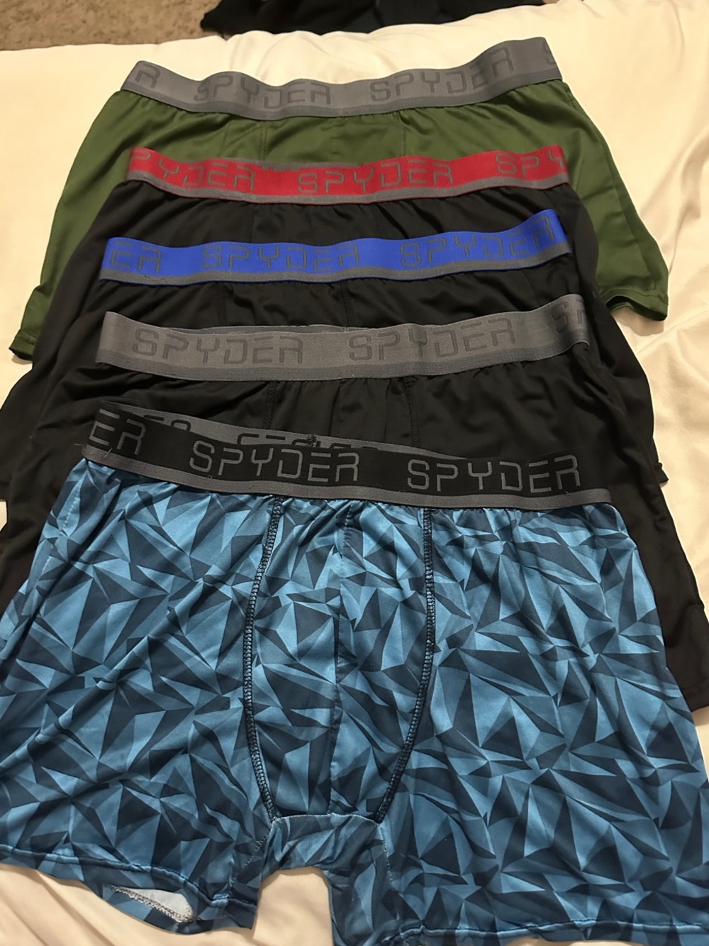 Spyder Men’s Boxer Briefs - Blue, Black, Olive, Red Waistband Options